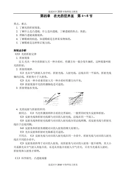 凸透镜、凹透镜成像规律及应用