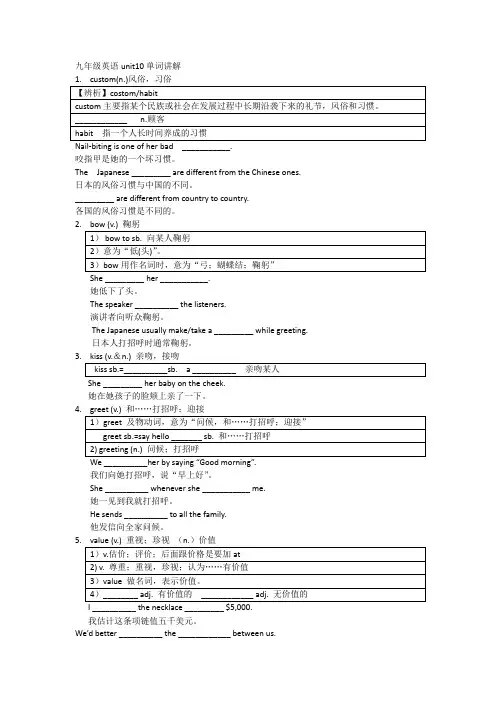 人教九年级英语unit10单词讲解