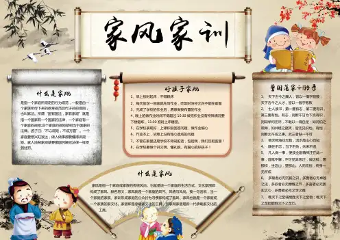家风家训小报家规国学手抄报素材word电子小报模板