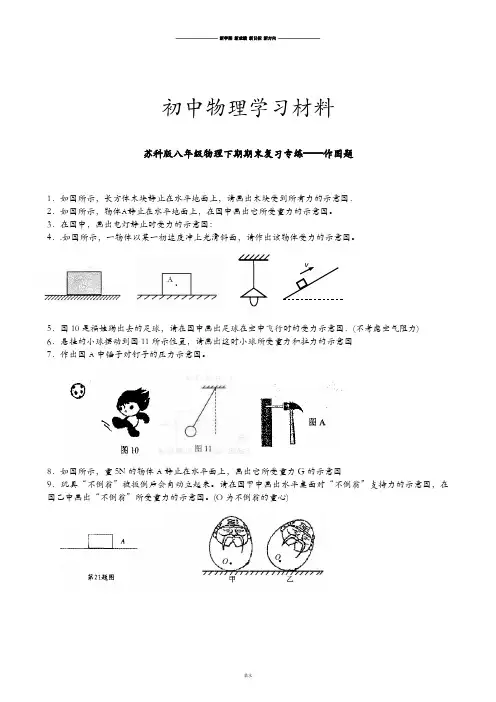 苏科版物理八年级下册期期末复习专练——作图题.docx