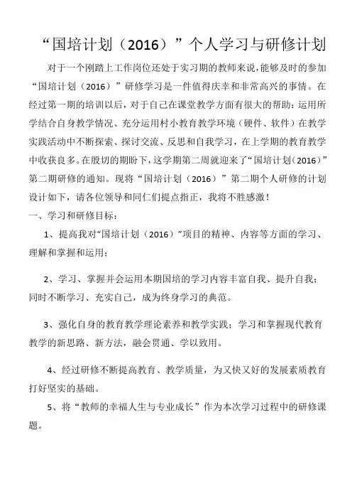 国培计划-个人研修计划