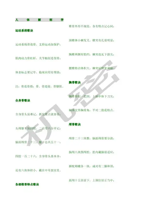 人体解剖歌诀