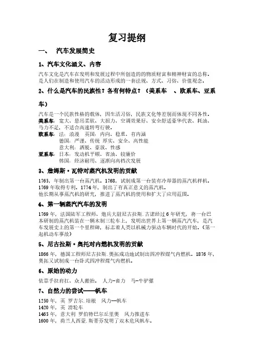 【VIP专享】汽车文化复习提纲