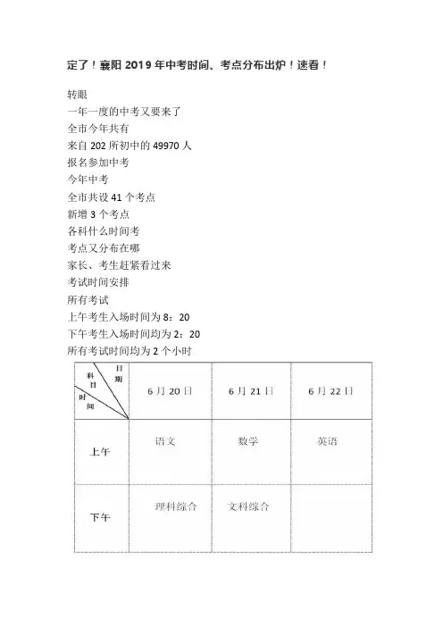 2019中考考场分布及注意事项