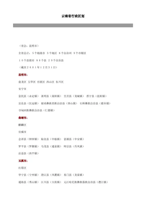 云南行政区划
