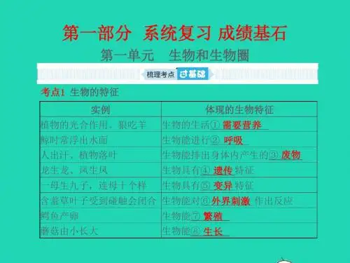 山东省青岛市2019年中考生物总复习 第一单元 生物和生物圈课件