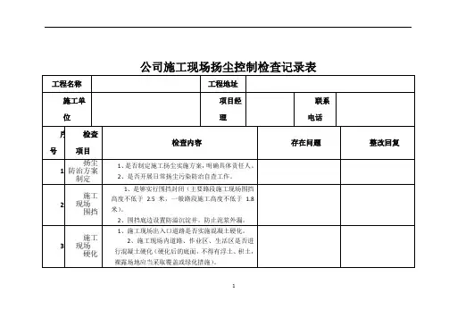 施工现场扬尘控制检查记录表