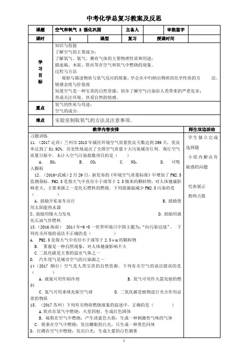 中考化学一轮复习教案及反思