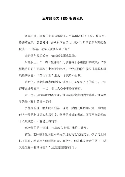 五年级语文《猫》听课记录