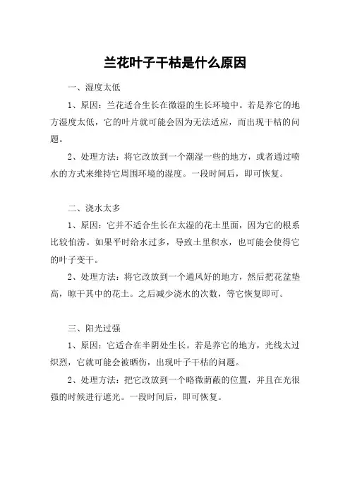 兰花叶子干枯是什么原因