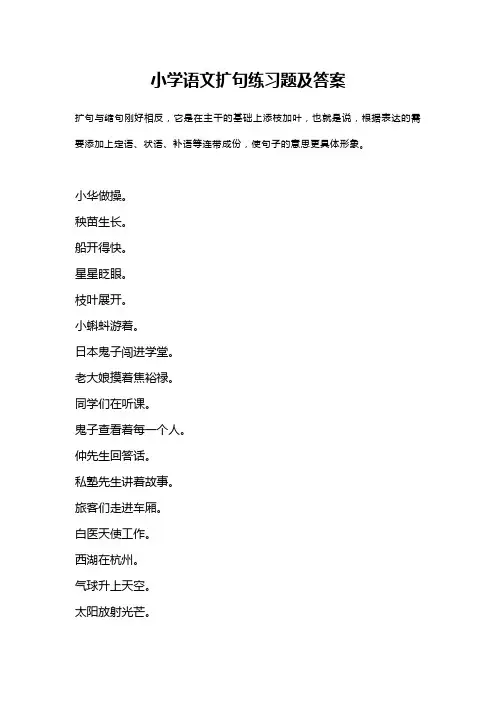 小学语文扩句练习题及答案