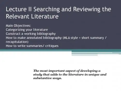 II[1]. searching and Reviewing the relevant literature