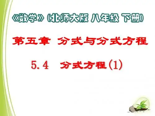 5.4.1分式方程上课课件
