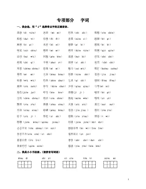 冀教版六年级语文上册专项复习 字词