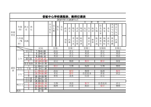 75班课程表 八年级