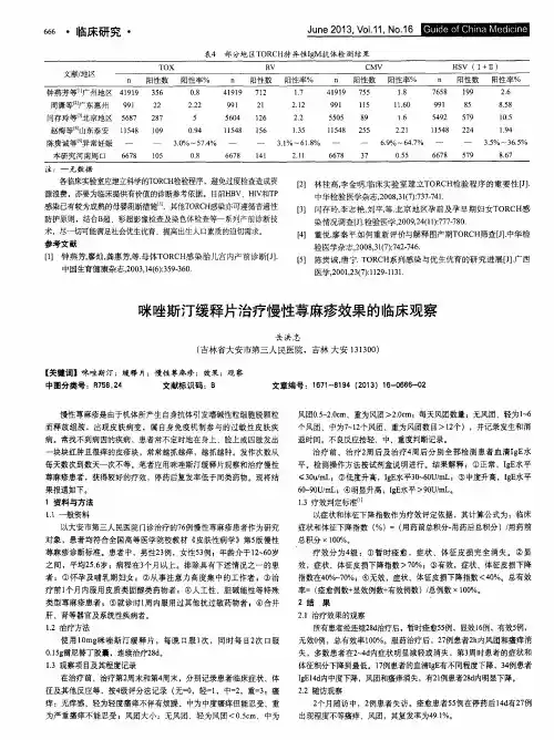 咪唑斯汀缓释片治疗慢性荨麻疹效果的临床观察