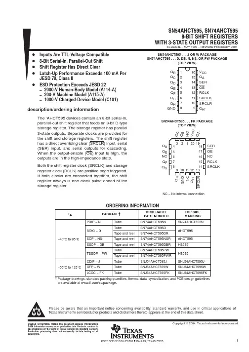 SN74AHCT595NSR中文资料