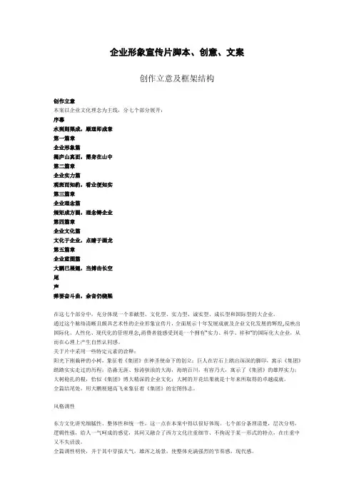 企业形象宣传片脚本文案