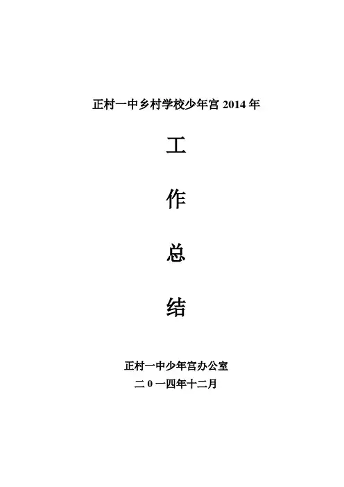 正村一中乡村学校少年宫2014年工作总结
