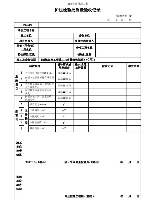 护栏检验批质量验收记录