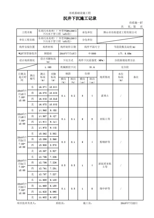 顶管井(沉井)