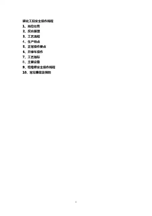 碳化岗位安全操作规程