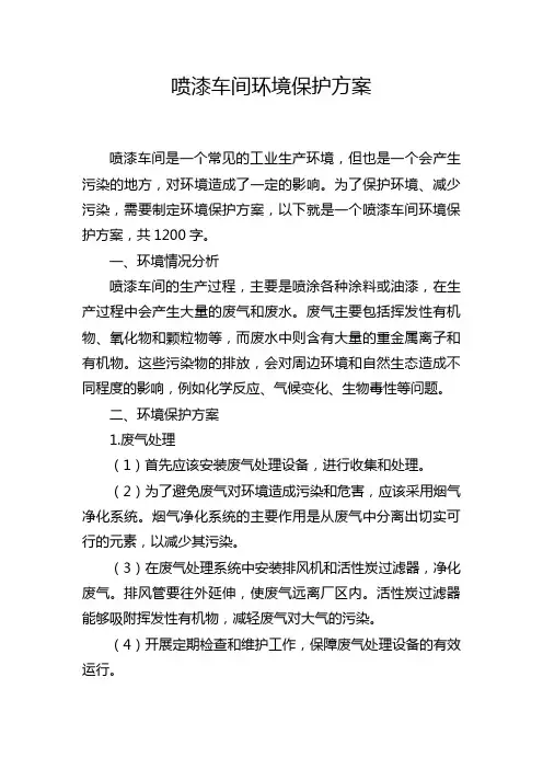 喷漆车间环境保护方案