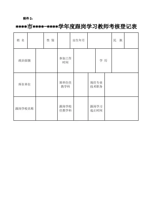 跟岗学习教师考核表(空白表格)