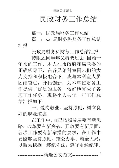 民政财务工作总结