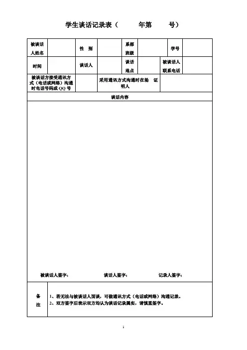 学生谈话记录表(