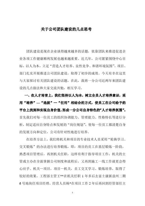 关于公司团队建设的几点思考