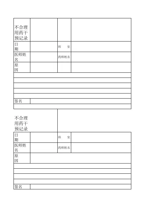 不合理用药干预记录表