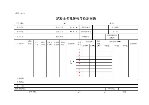 混凝土多孔砖强度检测报告(最新)