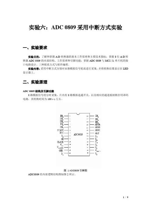 单片机实验六 ADC
