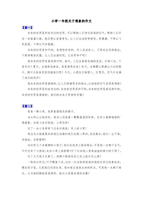 小学一年级关于想象的作文共五篇