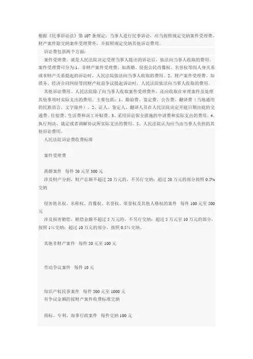 诉讼费计算方法