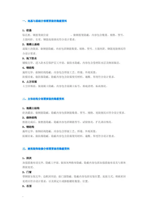 建筑工程所有隐蔽资料汇总 2