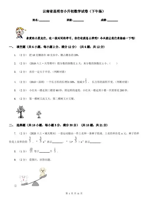 云南省昆明市小升初数学试卷(下午场)