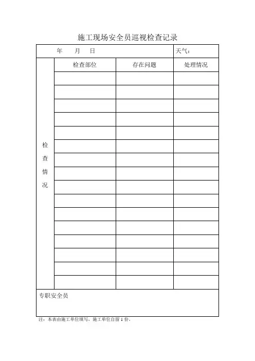 施工现场安全员巡视检查记录