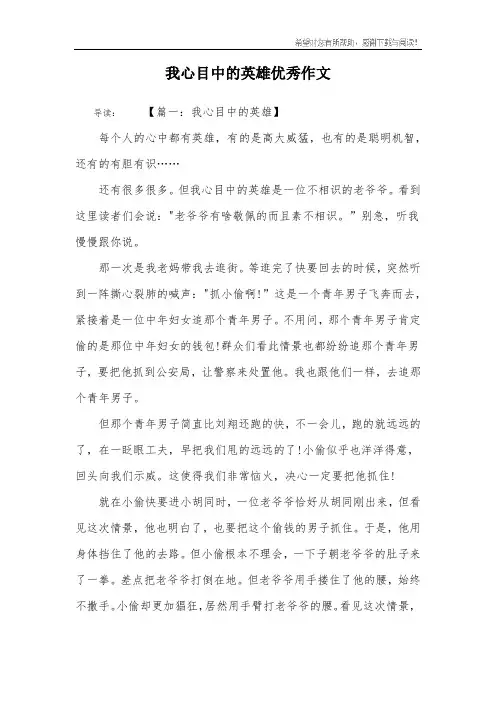 我心目中的英雄优秀作文