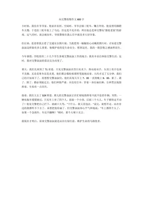 向交警致敬作文600字完美版