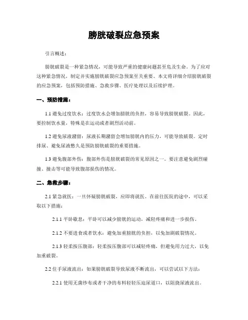 膀胱破裂应急预案