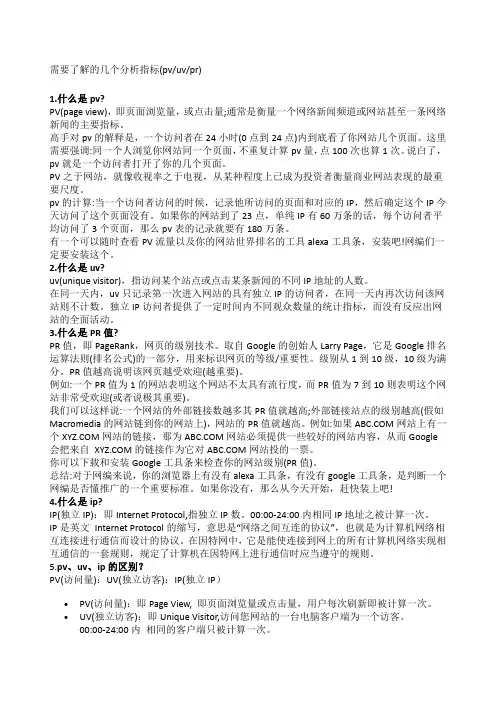 网站流量分析指标分析及区别