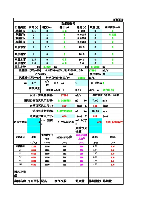 防排烟快速计算
