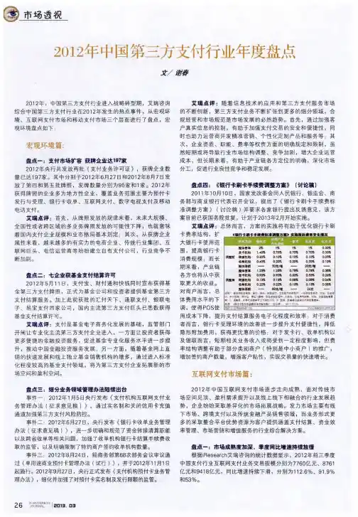 2012年中国第三方支付行业年度盘点