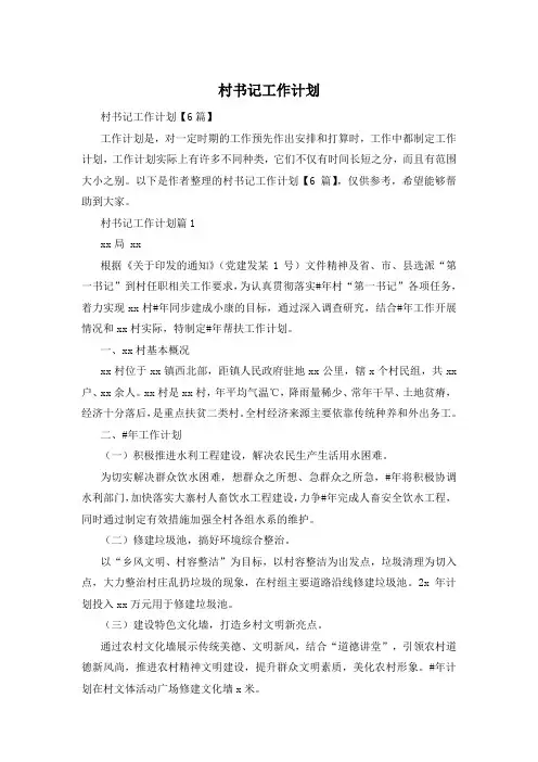 村书记工作计划