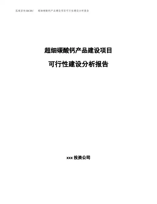 新建超细碳酸钙产品建设项目可行性建设分析报告(项目申请)