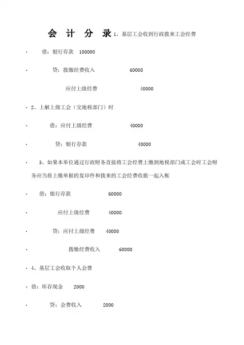 工会会计分录 