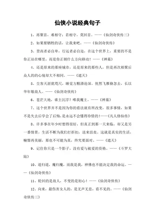 仙侠小说经典句子