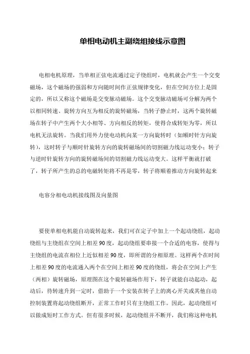 单相电动机主副绕组接线示意图